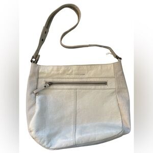 Spikes and Sparrow White Leather Shoulder Bag Purse